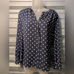 J. Crew Blue Blouse with White Dots Size Small